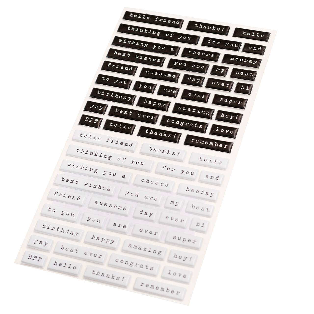 12 Pack: Black & White Sentiment Stickers by Recollections™